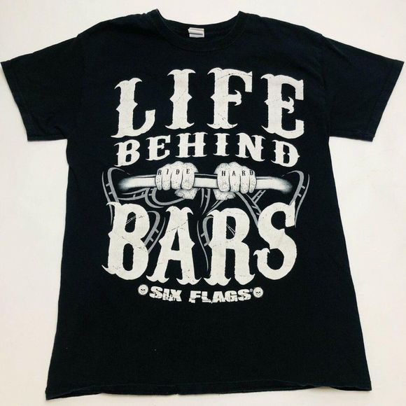 Six Flags Magic Mountain Black Jail Coaster Tshirt - Picture 7 of 10